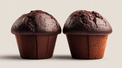 しっとりと濃厚な味わいが広がるふっくら焼き上がった2つのチョコレートマフィン