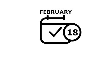 Check mark calendar icon illustration.  February calendar icon concept.
