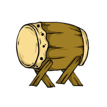 Ilustrasi Beduk Kayu Tradisional Indonesia