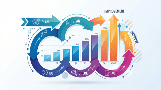 PDCA Cycle for Business Process Improvement and Growth Strategy Infographic