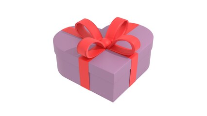 Obraz premium purple heart shaped gift box red bow