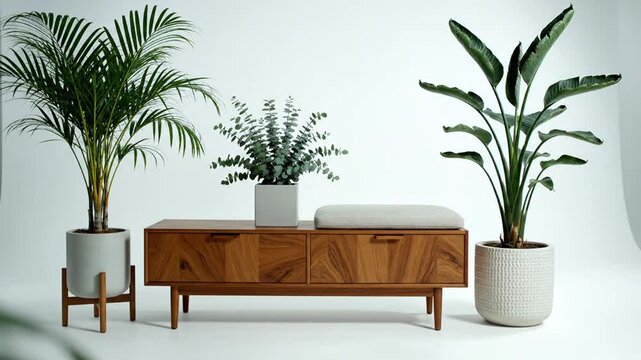 Interior design plants  bench.