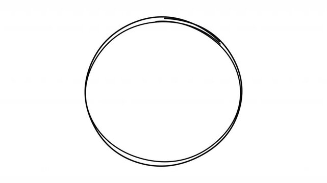 Hand Drawn Rough Circle Element with Textured Black Brush Stroke and Imperfect Line Art