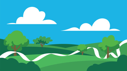 Obraz premium Outdoors green landscape clouds