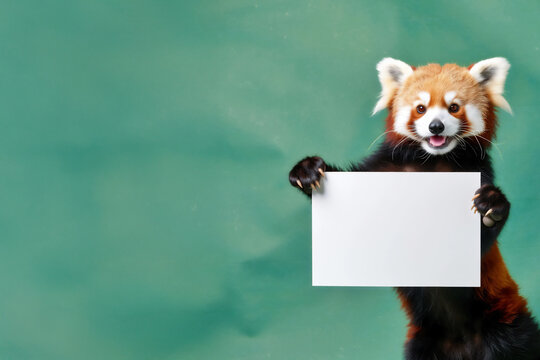 ホワイトボードを持って告知するレッサーパンダ | A red panda making an announcement with a whiteboard Generative AI
