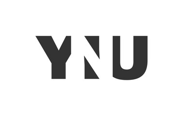 Obraz premium YNU logo design. Initial letter Y N U bold font style for tech startups, consulting, corporate branding. Creative company name, headlines typography identity, trendy logotype.