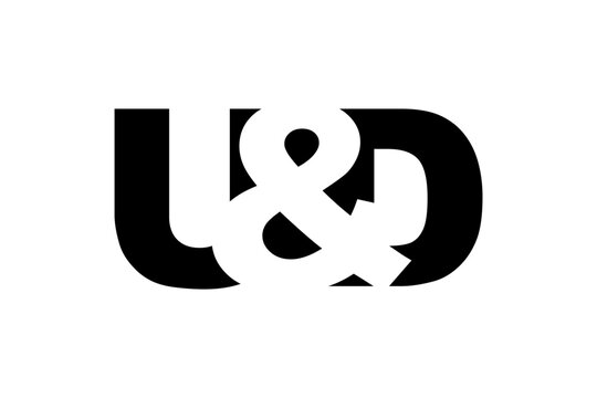 UD logo design in bold style. Black white identity symbol. Modern typography emblem. Corporate branding icon.