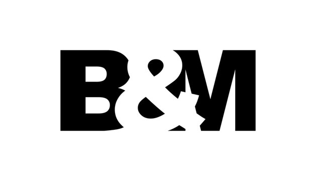BM logo design in bold style. Black white identity symbol. Modern typography emblem. Corporate branding icon.
