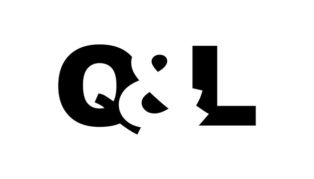 QL logo design in bold style. Black white identity symbol. Modern typography emblem. Corporate branding icon.