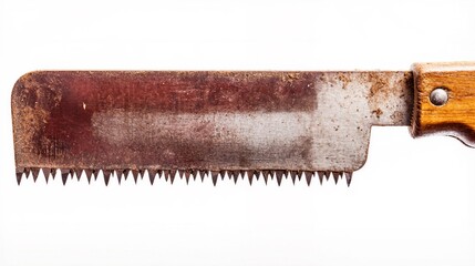 Closeup of a hand saw for wood cutting, clean composition ample negative space