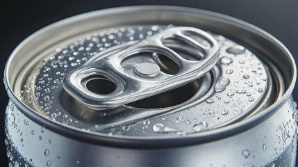 Obraz premium Closeup of a silver aluminum soda can, clean composition ample negative space