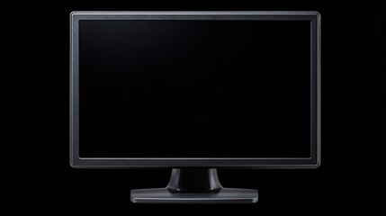 Fototapeta premium Closeup of a flat black computer monitor, clean composition ample negative space