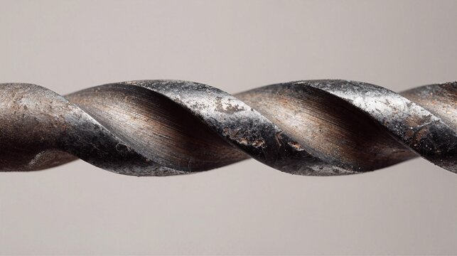 Closeup of a single drill bit, clean composition ample negative space