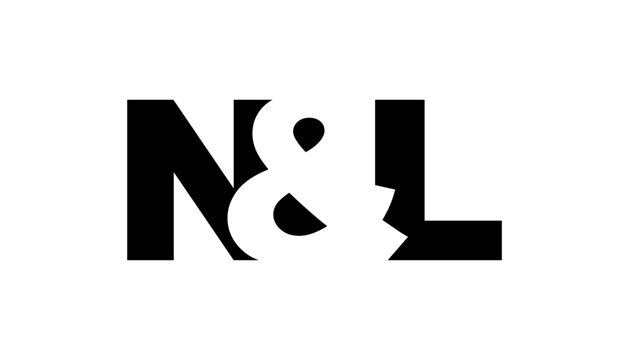 NL logo design in bold style. Black white identity symbol. Modern typography emblem. Corporate branding icon.