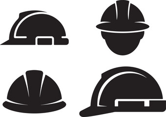Fototapeta premium Safety hard hat helmet icons for construction and industrial engineering
