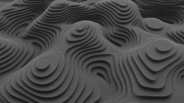 3D topographic map texture with layered terrain and contour lines.