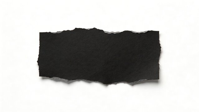 Torn black paper on white background