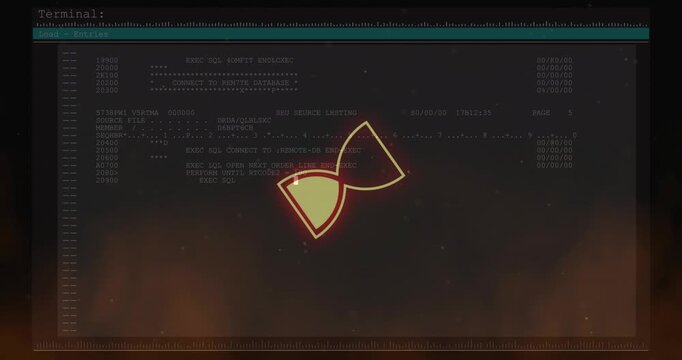 On command execution hourglass pulsing and fading while terminal text scrolling, showing progress