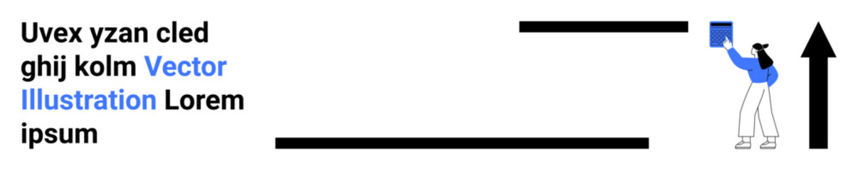 Obraz premium Business growth, career development, goal setting, progress tracking, leadership, productivity strategies. Person holding document next to upward arrow. Business growth and career development concept