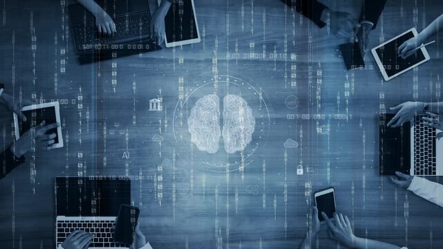 AI brain network powered by machine learning processes vast data through intelligent connections, enabling smart decisions, analysis, and autonomous systems. Marrow