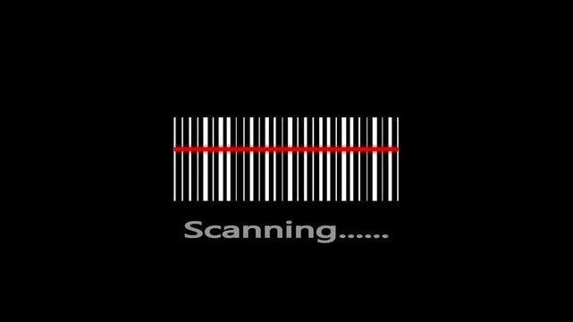 Bar code code scanning animation. Scanning barcode with laser beam motion graphics. Retail label barcode scanning video. barcode being scanning video footage. 4k video,.....,,