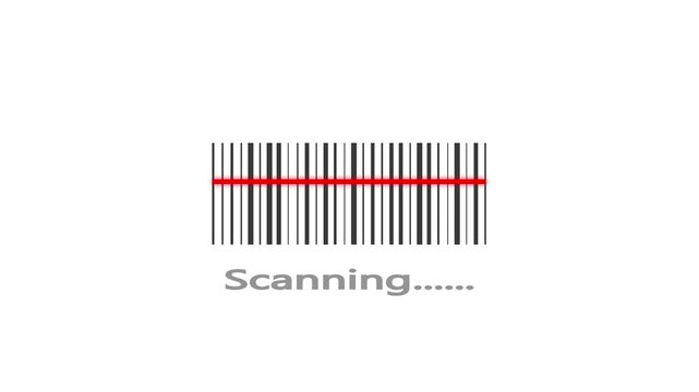 Bar code code scanning animation. Scanning barcode with laser beam motion graphics. Retail label barcode scanning video. barcode being scanning video footage. 4k video,.....,,