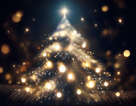 sapin de noel illumine avec une belle lumiere magique