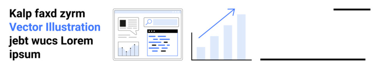 Data analysis, business performance, financial growth, statistics, technology, data management. Dashboard with data charts and bar graph. Data analysis and business performance concept