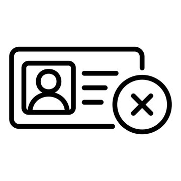 Icon of an identification card with a cross symbol representing subscription cancellation