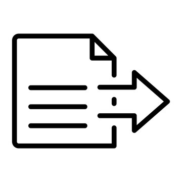 Icon showing a document with an outgoing arrow representing file sharing and distribution