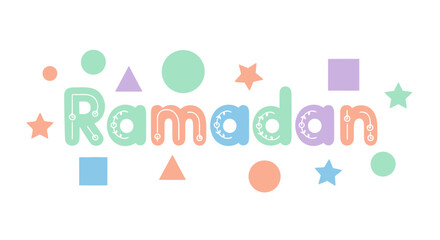 Ramadan pastel illustration with playful typography and geometric shapes in soft colors for festive celebration and graphic design elements © Muhammad