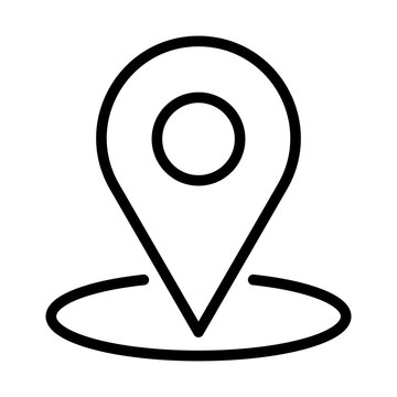 Minimalist line icon representing a map pin location for schedule events or meeting points