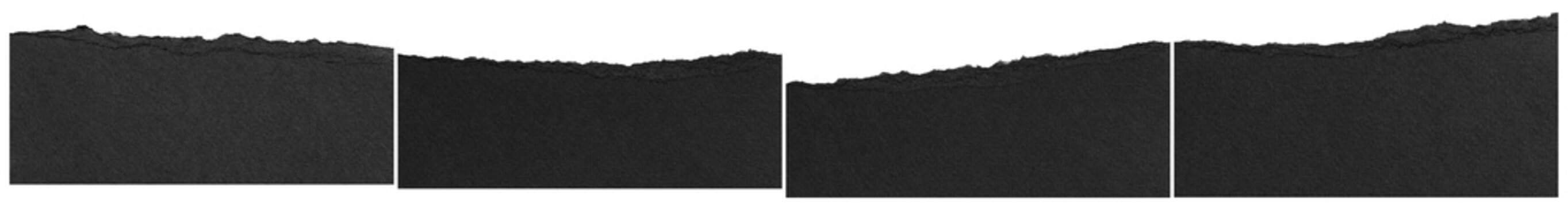 a striking photograph of torn black paper edges, creating a rough, textured border effect, ideal for creative design and grunge backgrounds.