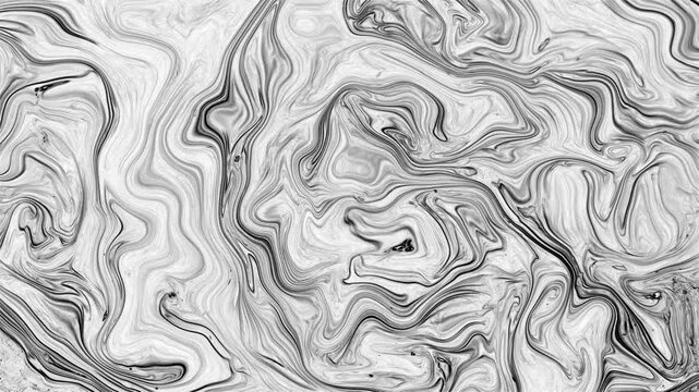 Abstract fluid marble-like lines move smoothly across a monochrome surface, forming organic wave patterns inspired by liquid flow, ink motion, and abstract textures.