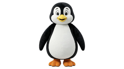 Obraz premium A cute cartoon penguin stands alone outdoors in a natural setting.