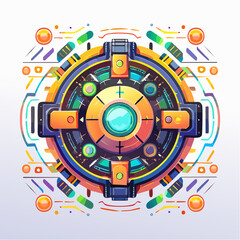 Fototapeta premium Abstract Futuristic Technology Illustration with Intricate Digital User Interface Elements and Dynamic Energetic Patterns