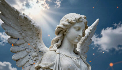 Naklejka premium Angel With Tech Overlay