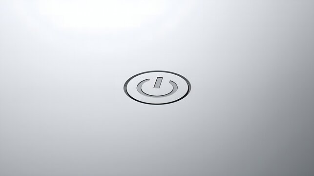 Minimalist power button symbol embossed on smooth surface macro close-up design