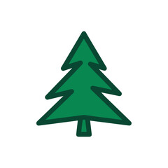 Fototapeta premium Christmas Tree Illustration with Dark Green Outline
