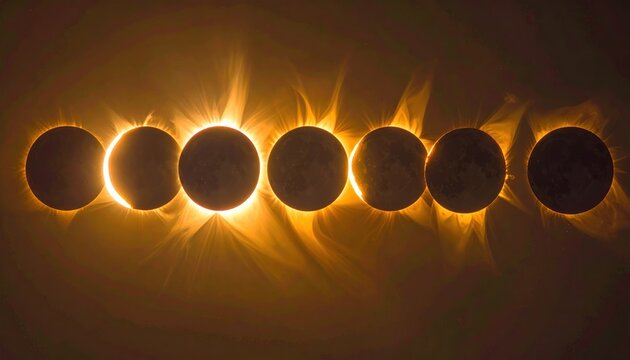 Composite image of a total solar eclipse showing the corona.