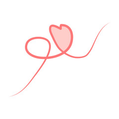 Hand Drawn Pink Heart Doodle Set with Romantic Swirl Line Art, Romantic Heart Line Art Collection in Soft Pink