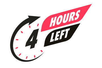 Timer 4 hours left arrow clock icon for promotion, promo offer, sale, social media post