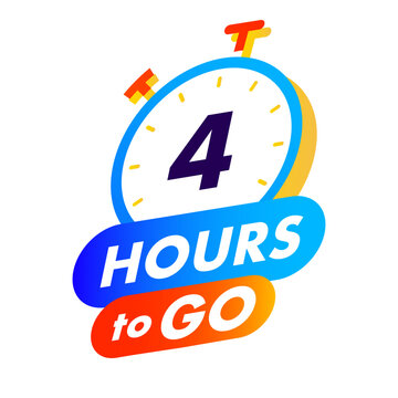 Timer 4 hours to go watch icon for promotion, promo offer, sale, social media post