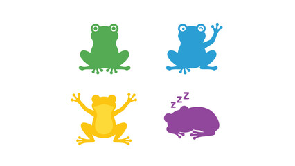 Obraz premium Vibrant Frog Silhouettes with Diverse Expressions and Poses