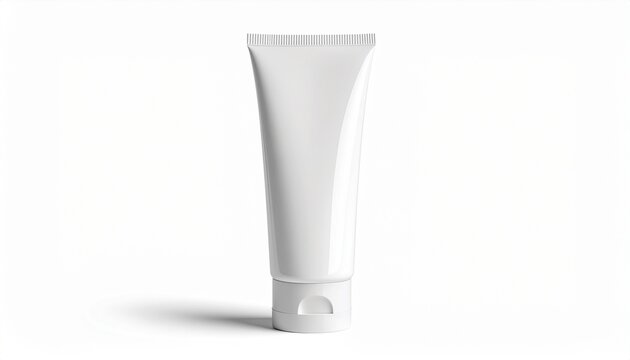 A close-up view of a cosmetic tube on a plain white surface, showcasing its sleek design and packaging details.