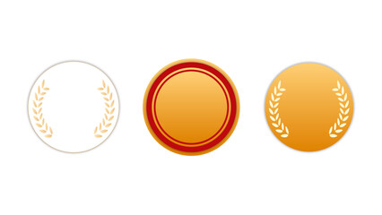 メダルのあしらい・フレームセット(高級感 装飾 デザイン素材 グラフィック素材 エレガント ベクター：メダルアイコン01-2