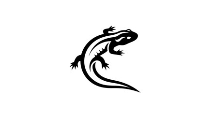 Naklejka premium Stylized Black and White Salamander Illustration.