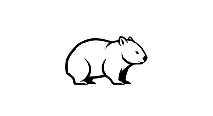 Obraz premium Wombat Illustration - A Simple Black and White Animal Drawing.