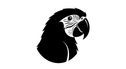 Striking Silhouette - A Bold Parrot Portrait in Black and White.