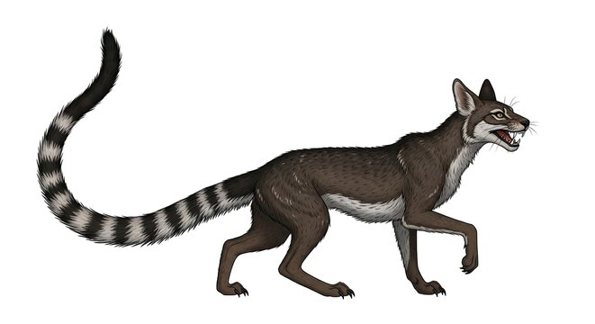 Striding Cynodont - A Detailed Illustration of a Prehistoric Mammal-like Reptile.